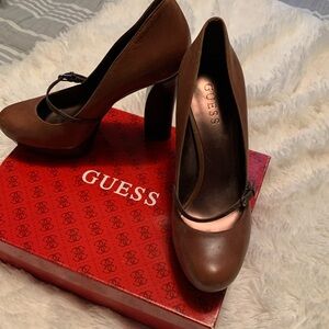 Guess Brown Leather Heels Timeless Elegance